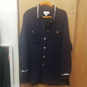 St. John Sport French Terry Blue Jacket Gold Buttons
Sz L